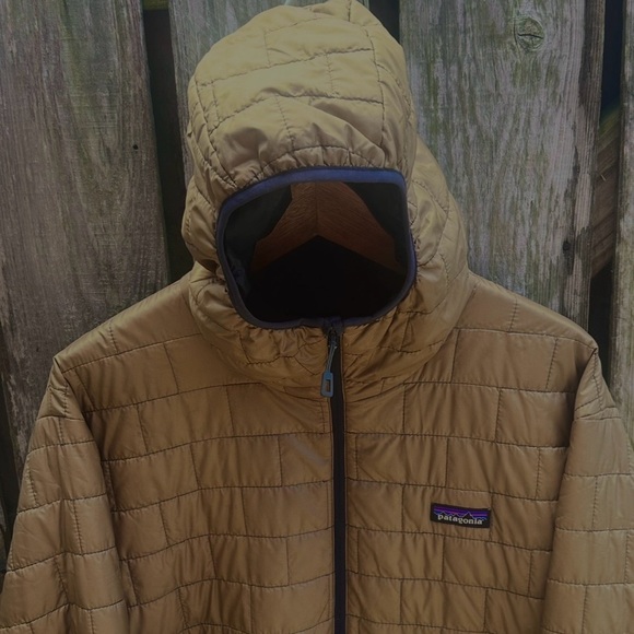 PATAGONIA MENS XXL NANO PUFF 1/2 ZIP  GOLD/TAN&BLUE BIVY HOODY PULLOVER 
RARE - Picture 15 of 15